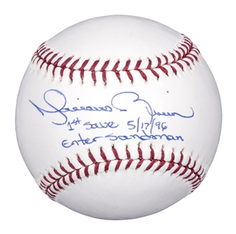 Mariano Rivera Autographed and Inscribed "1st Save 5/17/96, Enter Sandman" Baseball (Steiner)